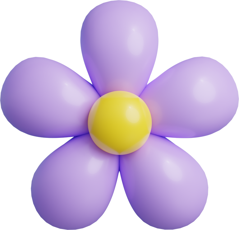3D Cute Retro Purple Flower Balloon Art